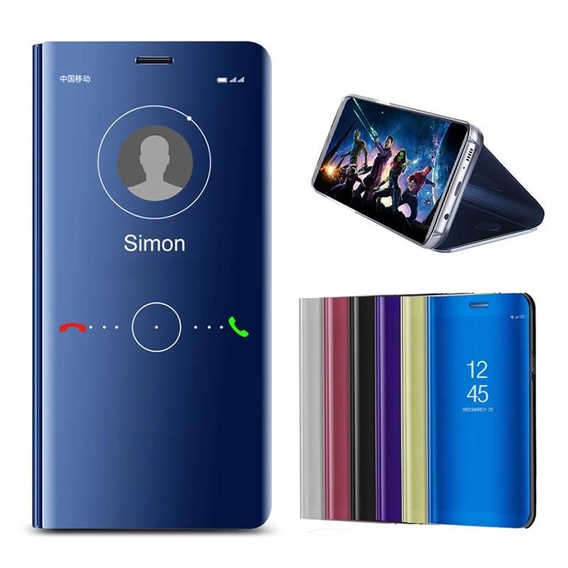 Чехлы для Samsung Galaxy J7 2018 с зеркальным покрытием и откидной крышкой 2018/defind/Star/Crown/Aura