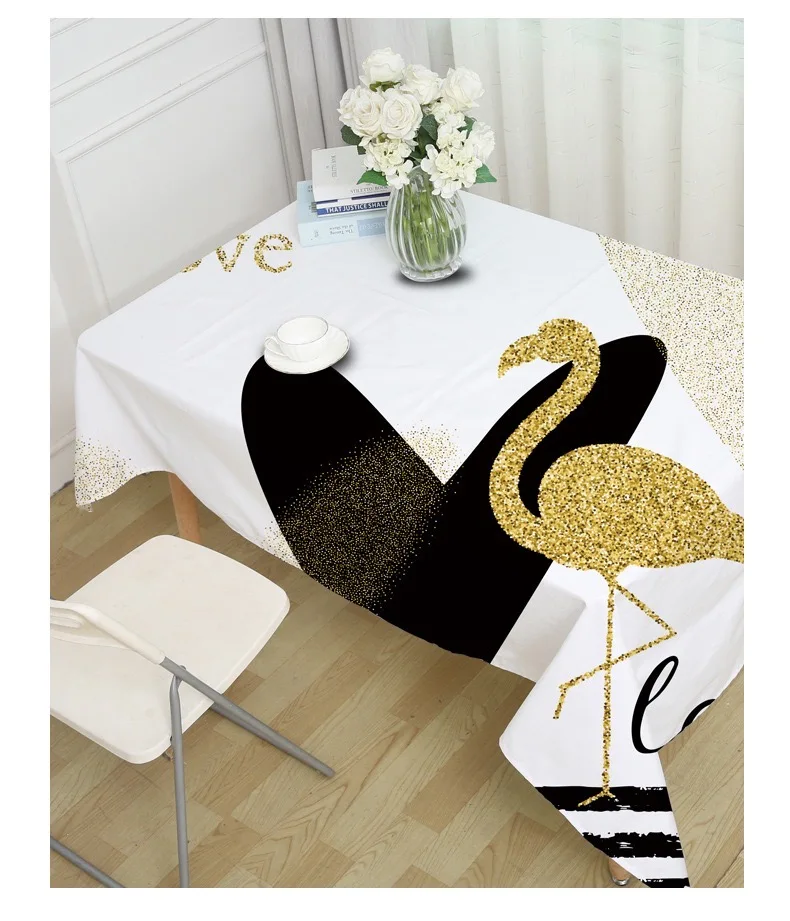 

Cartoon Printed Decorative Linen Tablecloth Modern Art Thick Rectangular Wedding Dining Table Cover Tea Table Cloth