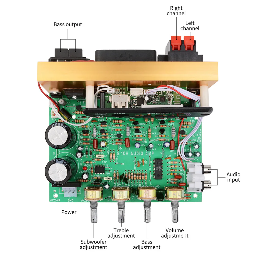 AIYIMA Bluetooth усилитель доска 80 Вт 2,1 канальный сабвуфер Amplificador аудио Плата с AUX FM TF U диск домашний кинотеатр Diy