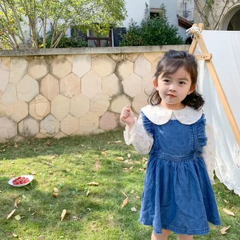 

MILANCEL Korean girls clothes spring dress for girls sleeveless kids denim dress