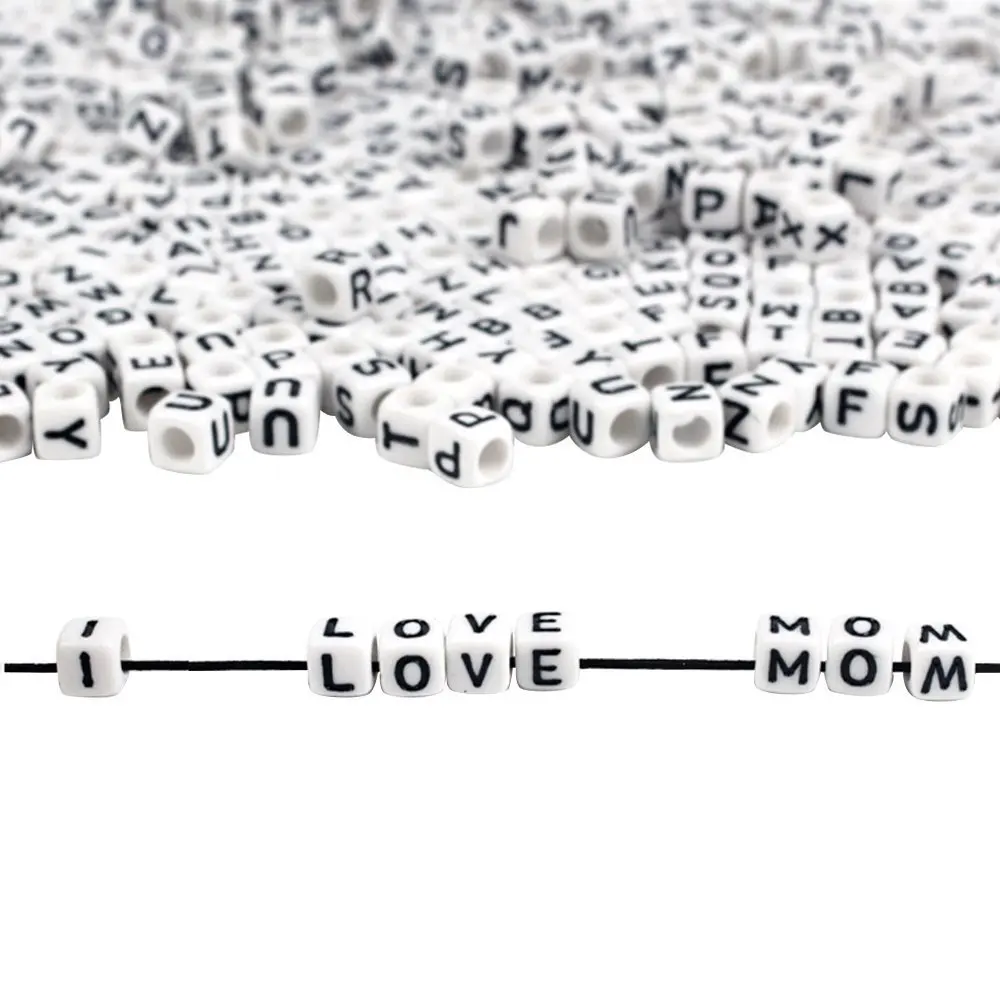 

Handmade Square Acrylic Alphabet Lettter English Beads Cube DIY Loose Plastic Letters Beads for DIY Bracelet Necklace 6/7/10mm