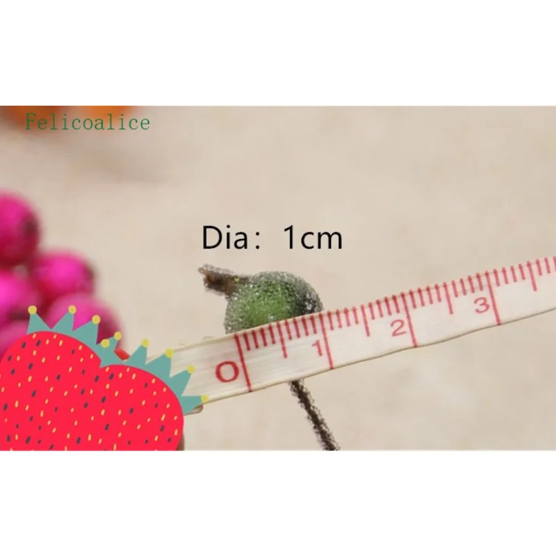 40 Köpfe Mini-Kunststoff, künstliche Früchte, kleine Beeren, künstliche Blumen, Kirschstrauß, Staubblatt, Hochzeit, Zuhause, Weihnachten, dekorativ – Detail 4