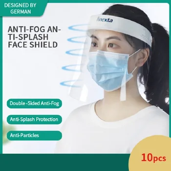 

Finexta 10/Pcs Anti-Droplet Anti-Fog Face Shield PPE Oil- Proof Full Face Safety High Quality Both Side Full Face Shield