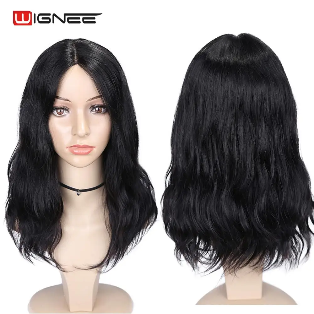 

Wignee Middle Part Lace Human Hair Wigs For Black Women Brazilian Remy Hair Body Wigs Pre-Plucked Hairline Wave Short Bob Wigs