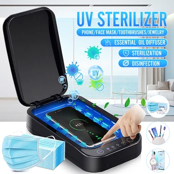 

5V Wireless UV Phone Sterilizer Box Jewelry Phones Cleaner Personal Sanitizer Disinfection Box with Aromatherapy Esterilizador