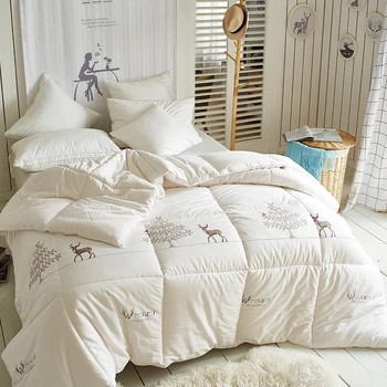 

Luxury white comforter 100% cotton king queen twin size duvet winter/autumn stiching quilted Quilt bedding Throw blanket