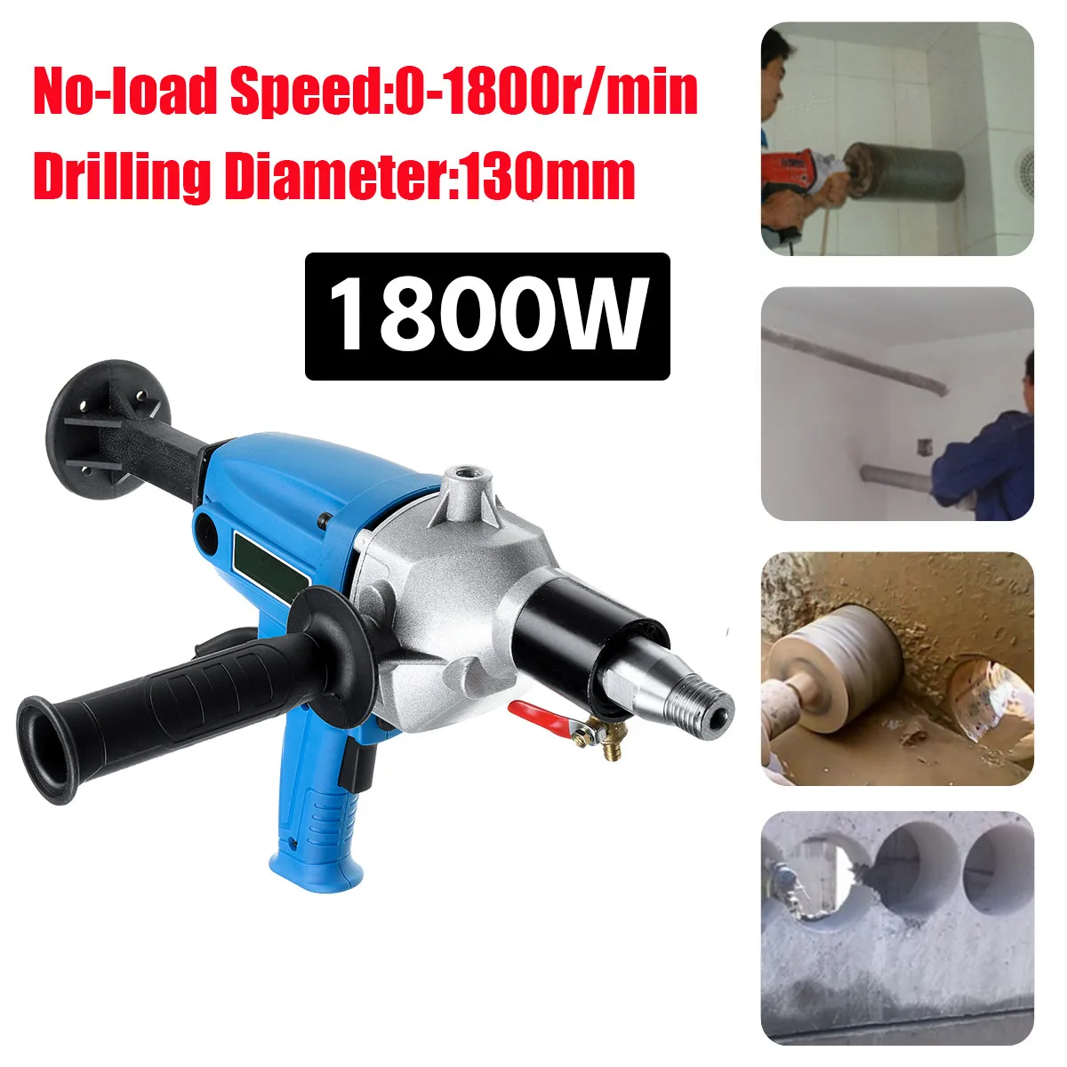 

Diamond Core Drill 220V 1800W Wet Handheld Concrete Core Drilling Machine with Water Pump Accessories Tools 130mm