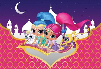 

Cartoon Shimmer Shine for girls Birthday Party Backdrop High quality computer print Baby Shower Background