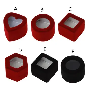 

Velvet Red Ring Box Holder Clear Showcase Ring Organizer for Engagement Proposal Jewelry Display with Transparent Lids