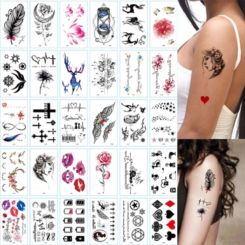 

30pcs Kiss Hourglass Cross Temporary Tatoo Fake Tattoo Sticker Flower Butterfly Waterproof Tattoos Tatouage For Women Girl