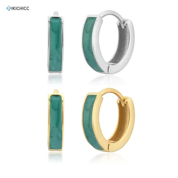 

Kikichicc 925 Sterling Silver 2020 Turquoise Enamel Hoops Piercing Loops Fashion Women European Jewelry For Wedding Party Gift