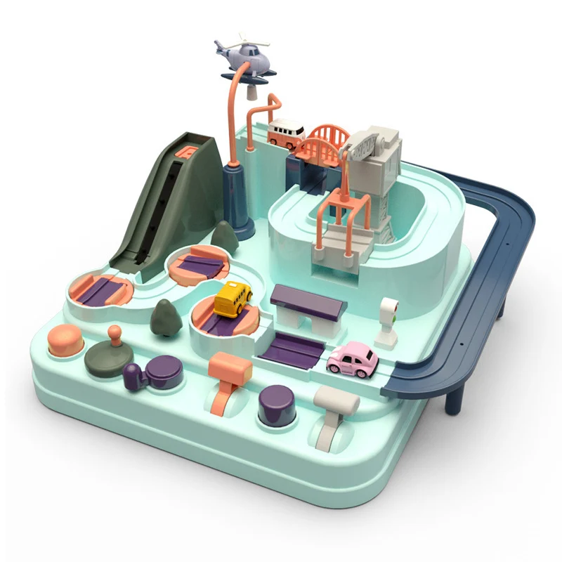 

Car adventure big macarons school bus version track console parent-child desktop interactive games children's toys holiday gifts