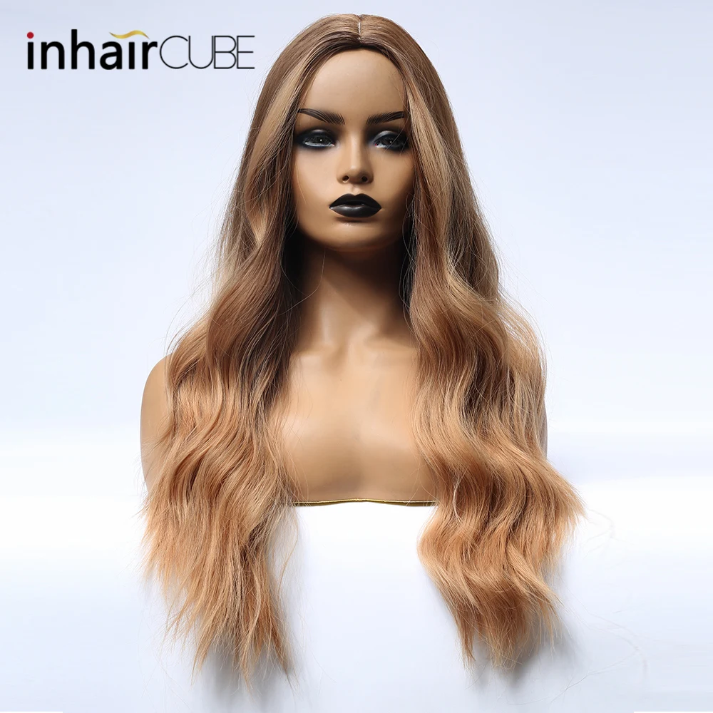 Парик Inhair Cub с темными корнями и эффектом омбре Синтетические длинные парики для