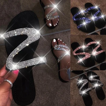

Summer Women Flat Sandals Sexy Bling Transparent Flip Flops Jelly Shoes Casual Open Toe Outdoor Beach Slippers Female Plus Size