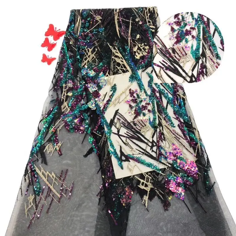 Нигерийская кружевная ткань классическая французская чистая ткань с топ с блестками Тюль Ткань