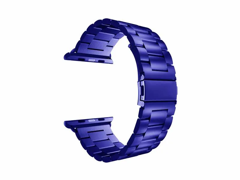 Ремешок для часов аpple ремешок из нержавеющей стали iWatch ремешок металлический ремешок розовый 38 40 42 44 ремешок Пряжка apple series 4 3 2 1 - Цвет ремешка: blue