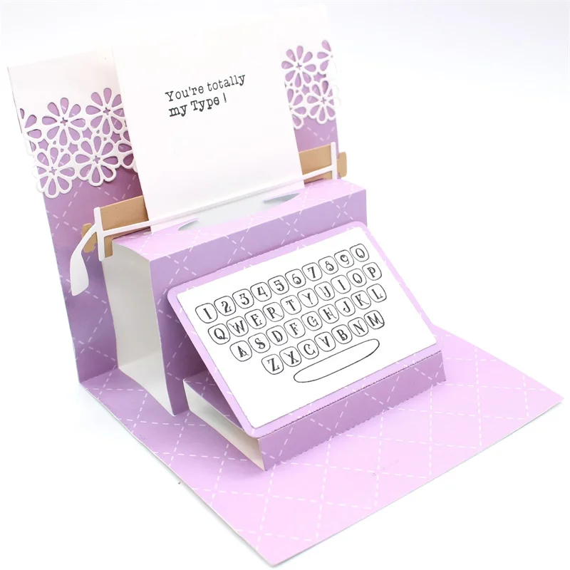 Beste Kscraft Pop Up Schrijfmachine Kaart Kan Vouw Platte Metalen Stansmessen Voor Diy Scrapbooking Card Making Kids Fun decoratie Benodigdheden