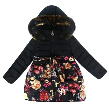 

Childern Winter Coats Toddler Kids Baby Girls Floral Flower Winter Warm Jacket Hooded Windproof Coat snowsuit With good quality