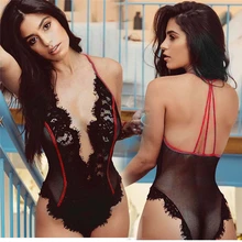 Кружевное белье сексуальное женское белье ажурное с открытой спиной узкое сексуальное нижнее белье Глубокий v-образный вырез сексуальное эротический ночной комплект Femme