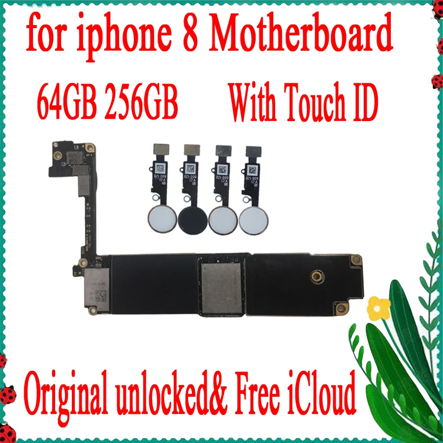 Бесплатный iCloud для iphone 8 4,7 материнская плата с/без Touch ID оригинальная разблокированная материнская плата для iphone 8 64 Гб/256 ГБ