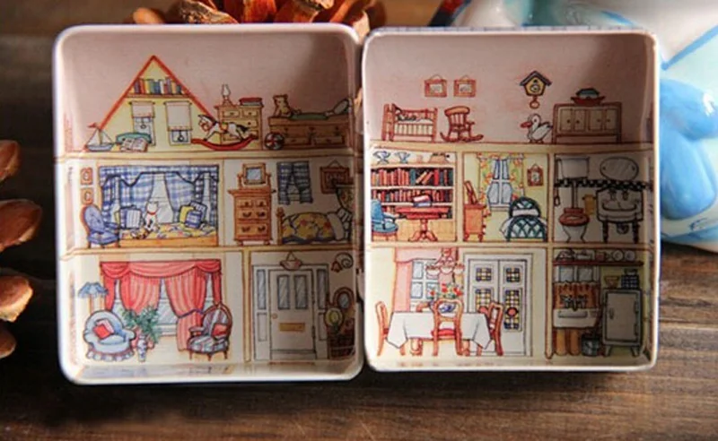 В форме маленького дома металлический ящик для хранения жестяной ящик мечта Дворец бракосочетаний конфетная коробка Копилка Маленькая коробочка для хранения для детей