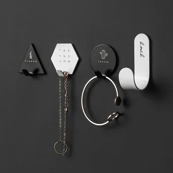 

4PCS Nordic Creative Wrought Hook Hole-Free Key Hanger Stylish Porch Storage Rack Door Decoration Wall Hanger Decorative Hooks