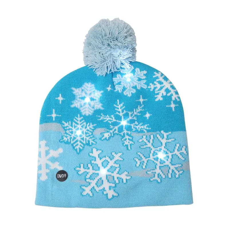 Christmas LED Knitted Beanie Hat Unisex Men and Women Winter Snow Holiday Beanie Cap Christmas Hat Xmas Gift 10 Styles - Цвет: Snowflake