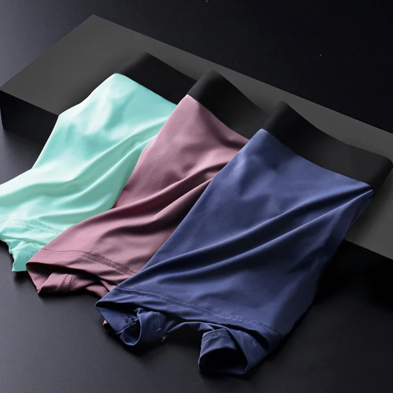 4 Pcs/Lot New Fashion Nobility Men's Underwear Ice Silk Men Underpants Soft Breathable Panties Comfortable Sexy Men Boxer Briefs