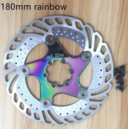 rainbow 180mm 140 мм, 160 мм, 180 мм, плавающий велосипедный тормоз, шесть гвоздей, диск для горного велосипеда, охлаждающие тормозные роторы, Аксессуары для велосипеда - Цвет: rainbow 180mm