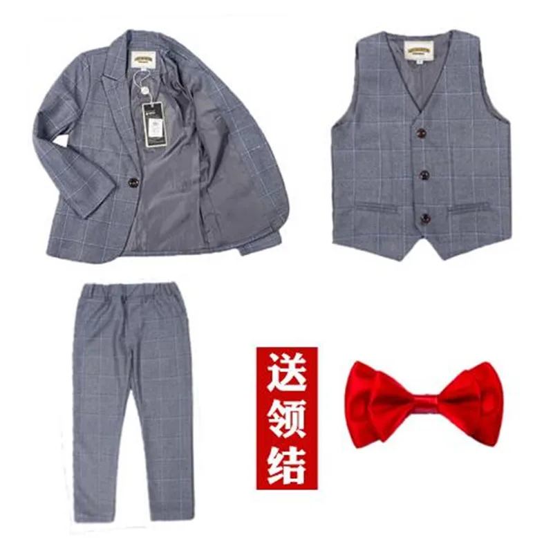 Blue grid 3PCS Костюм с рисунком «решетка» из 3 предметов, подходит для свадьбы, выступлений, всех видов деятельности, таких как пианино han edition - Цвет: Blue grid 3PCS