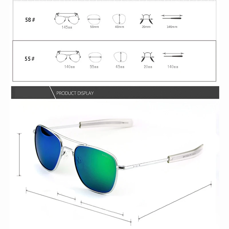 Pilot USA. RE Sun glass es мужские высококачественные брендовые дизайнерские RANDOLPH зеркальные линзы из закаленного стекла AGX AO солнцезащитные очки es мужские YQ1005
