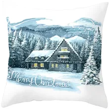 Fuwatacchi Christmas Style Cushion Cover White Snow Tree Pattern Pillow Cover Home Sofa Car Decorative Throw Pillowcase 45x45cm simple style coconut tree freehand sketching pattern pillowcase