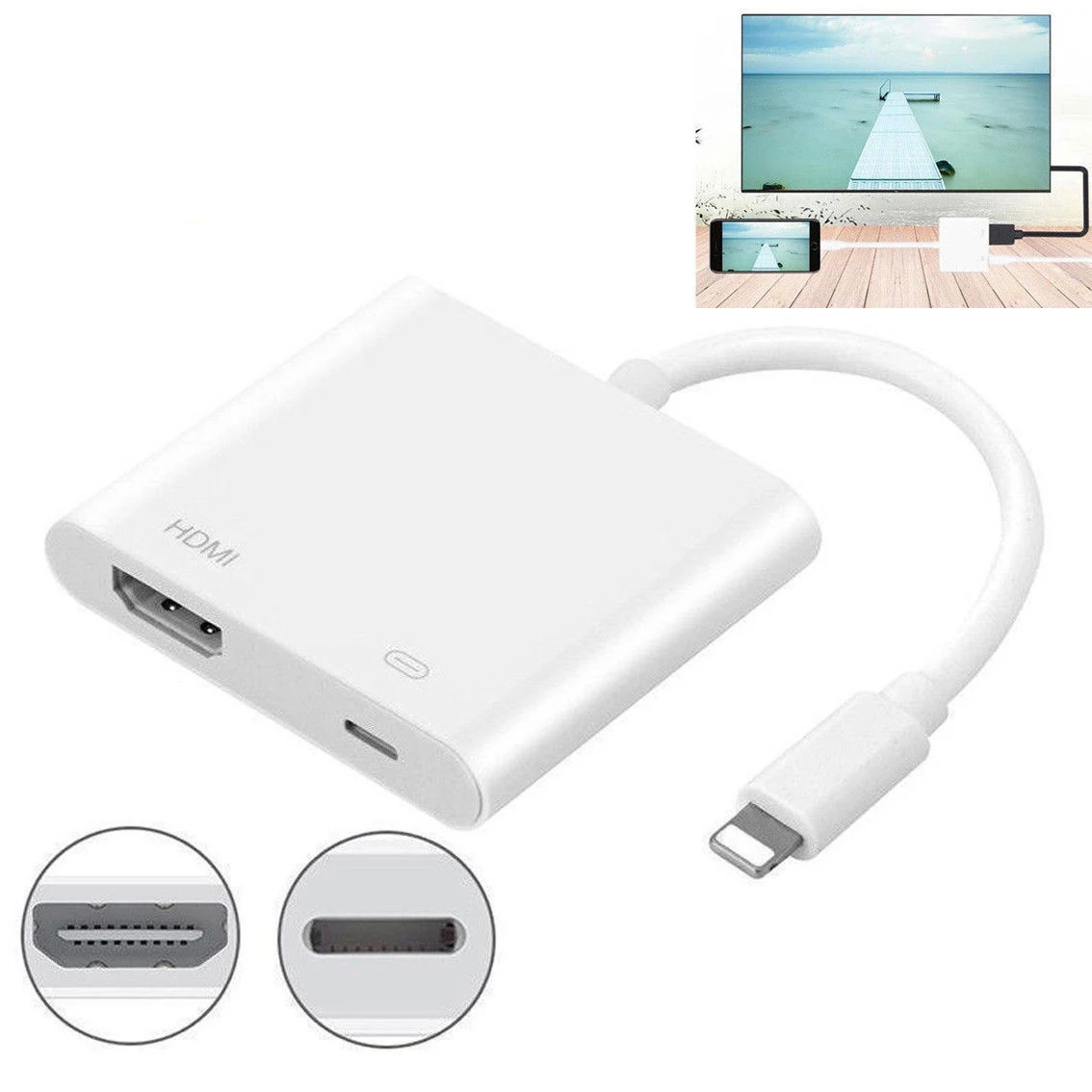 

Lightning To HDMI Digital AV TV Cable Adapter For iPad iPhone X 8 7 6 Plus
