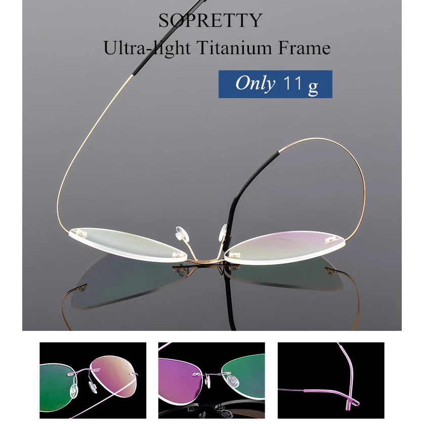 Women Titanium alloy Screwless Rimless Cat Eye Glasses Frame Ultralight Frameless Optical Frames For Prescription Myopia F860 eyewear frames women glasses