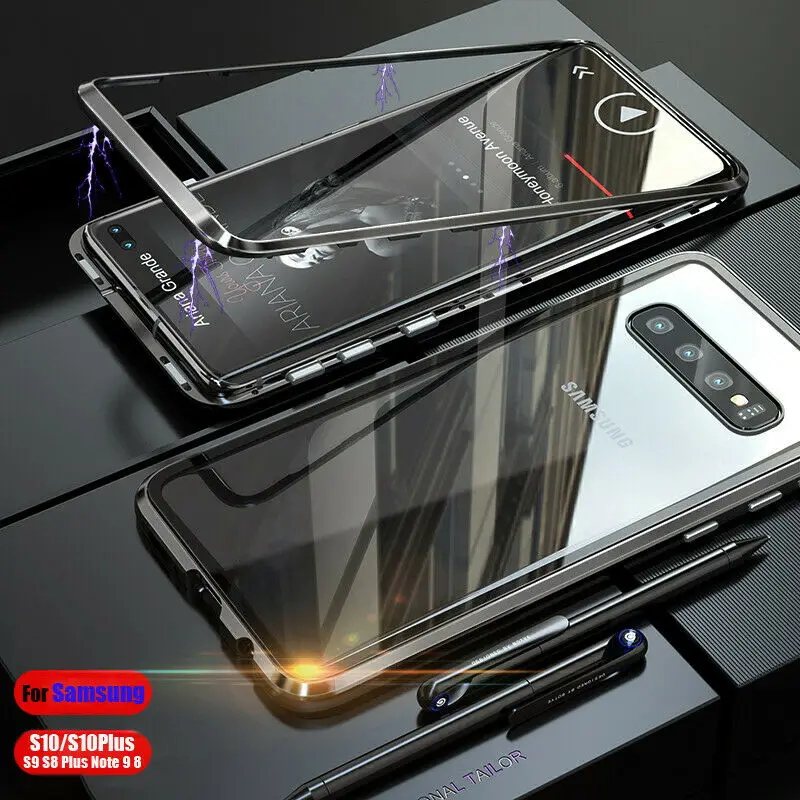 

Magnetic Adsorption Tempered Glass Case Cover For Samsung Galaxy A50 A70 J4 J6 Plus A7 A9 2018 S8 S9 S10 S10e Note 9 8