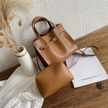 

Female Shoulder Messenger Bags Luxury Women Handbags Designer PU Leather Big 2pcs European Style Ladies Composite Tote Bags Sac