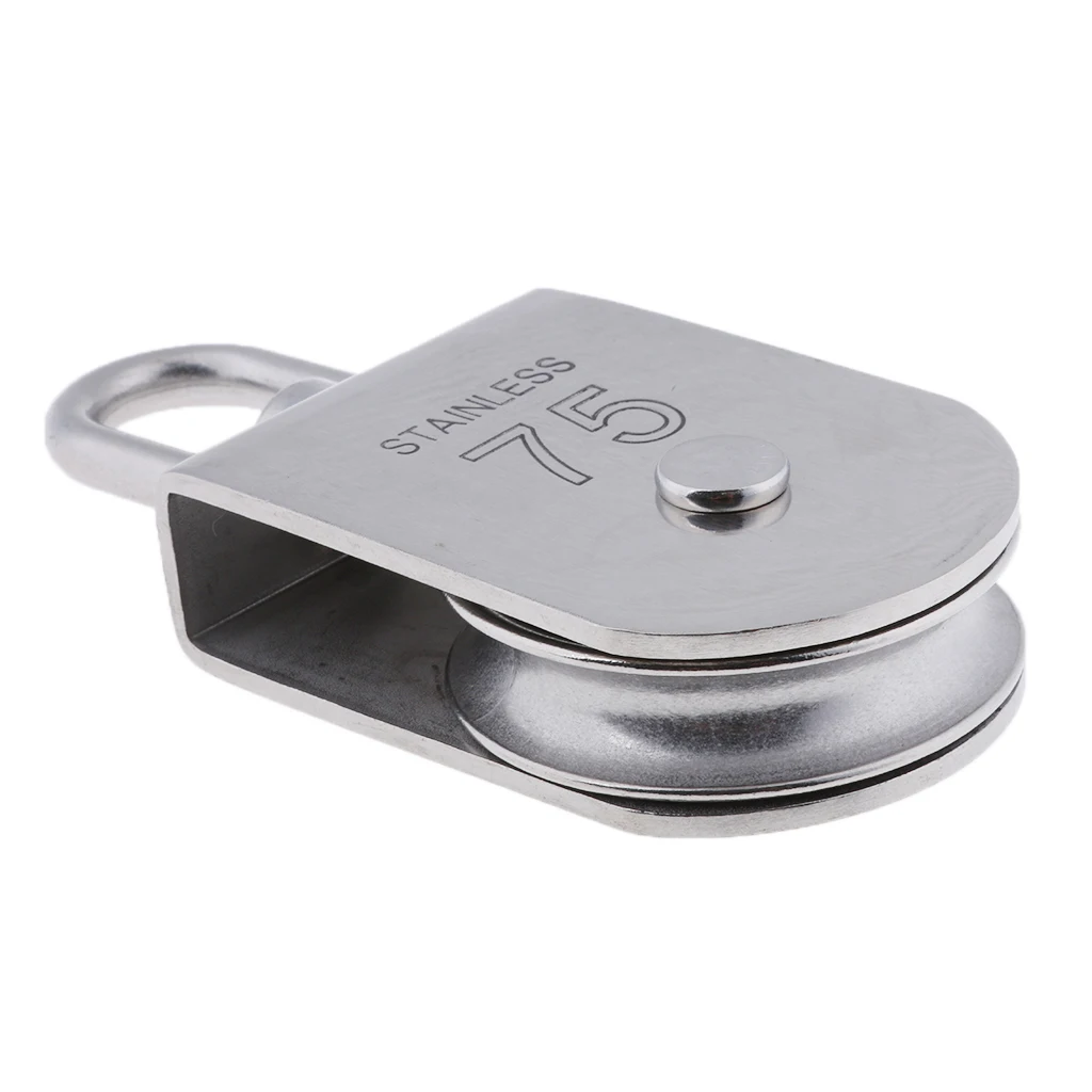 75mm 304 Stainless Steel Single Wheel Swivel Lifting Rope Pulley Block