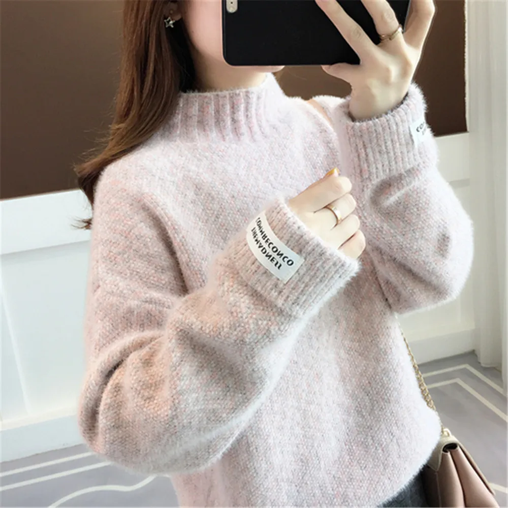 

Autumn winter long sleeve pullover sweater women casual solid color turtleneck ladies wools sweaters za tops clothes women 2019