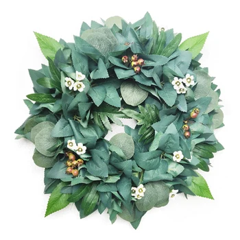 

Floral Artificial Eucalyptus Leaves Wreath Door Hanging Wall Window Decoration Wreath Holiday Festival Wedding Decor