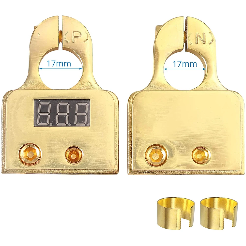 Car Battery Terminal Connectors Voltmeter Positive Negative Battery Shim Post Clamp Cable Ends for Auto Camper Trailer battery terminals car battery accessories