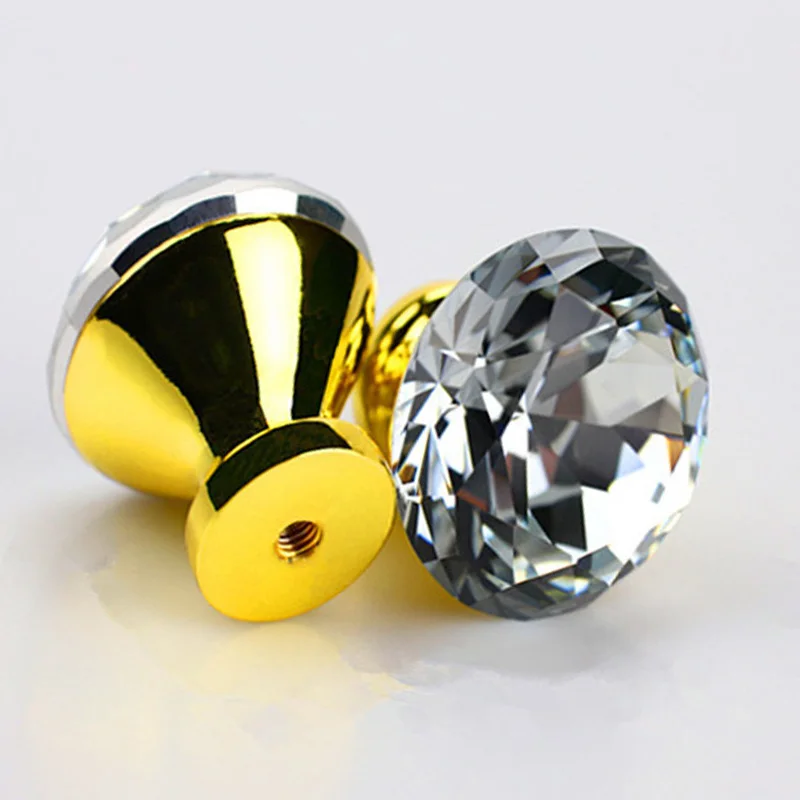 

10pcs/set Crystal Handle Knobs For Wardrobe Drawer Cabinet 25mm Silver Gold