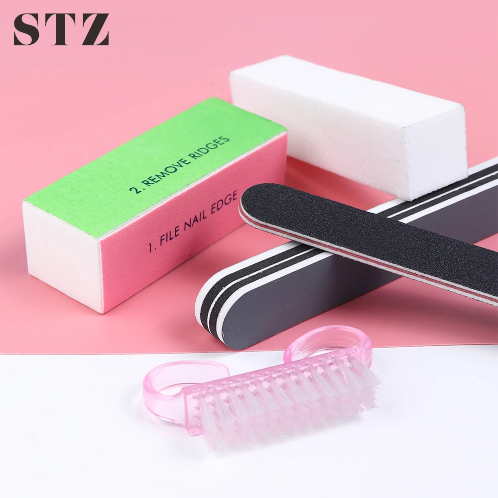 

STZ 5pcs Professional Nail Art Cleaning Tools Nail Files UV Gel Sanding Paper Tips Dust Brush Pedicure Care Tools Manicure #1044