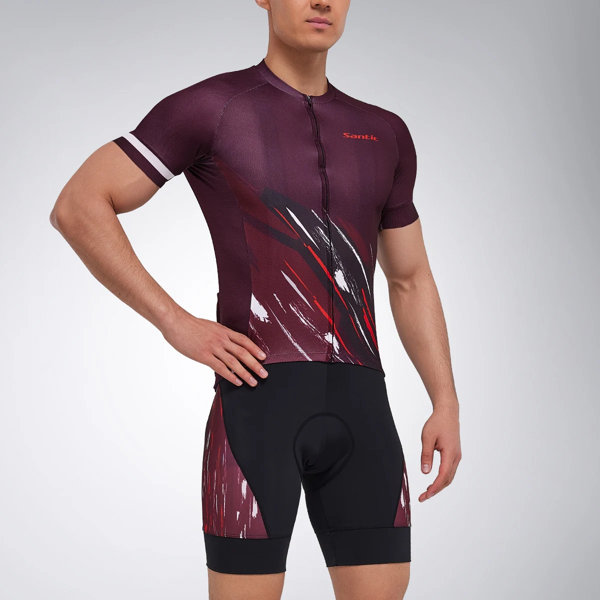 Santic Summer Cycling Jersey Set Breathable Gel Pad Clothing Men Bib Shorts Maillot Ciclismo Bike Jersey Short Sleeve Asian Size 4