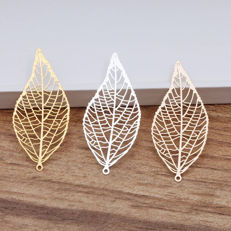 43x20mm Filigree Leaf Earring &amp Pendant Drops Findings DIY Crafts Vintage Charms Metal Hair Clasp Bu Yao Making Multi-color | Украшения