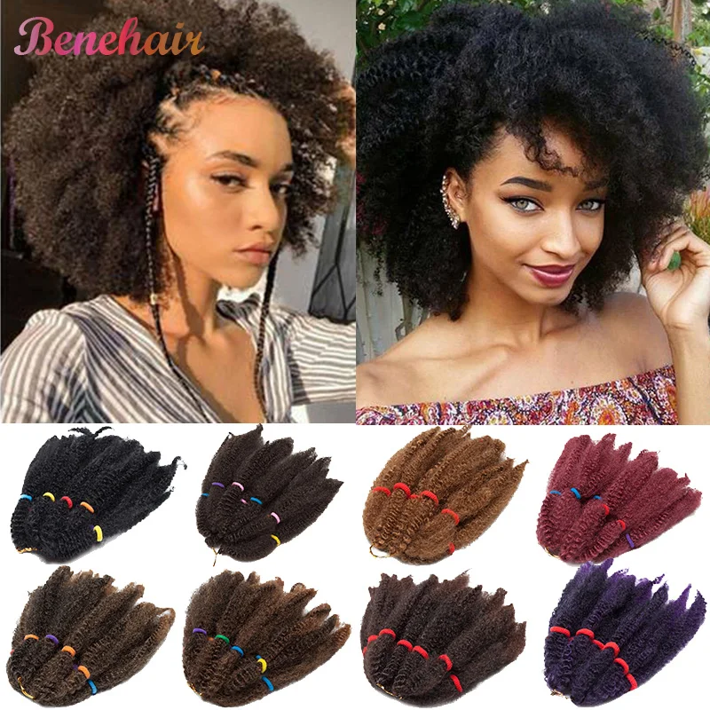 Hair-Extension Braid-Hair Crochet Marley Afro Kinky Bulk Black Synthetic Ombre Women