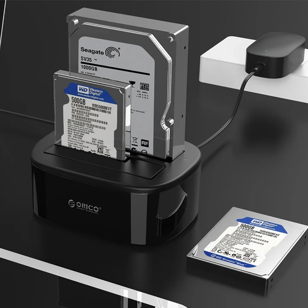 ORICO 6228US3-BK корпус для жесткого диска Dual-Bay 5 Гбит/с USB 3,0 на Sata док-станция для 2,5/3,5 дюймов HDD черный США AU чехол