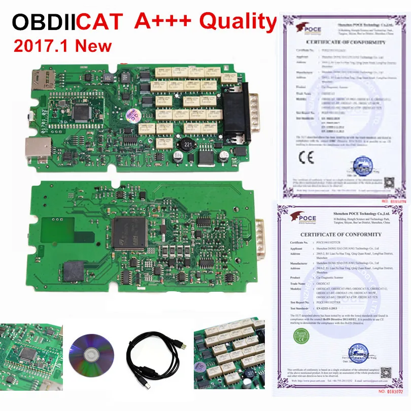 10 шт./лот DHL Бесплатная A + качество TCS Новый 2016 1 KEYGEN OBDIICAT-TCS один зеленый PCB сканер