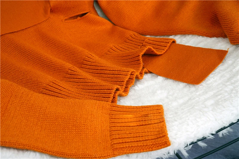 TWOTWINSTYLE Асимметричный лоскутный вязаный женский свитер с круглым вырезом и длинным рукавом женский свитер осень негабаритный Модный