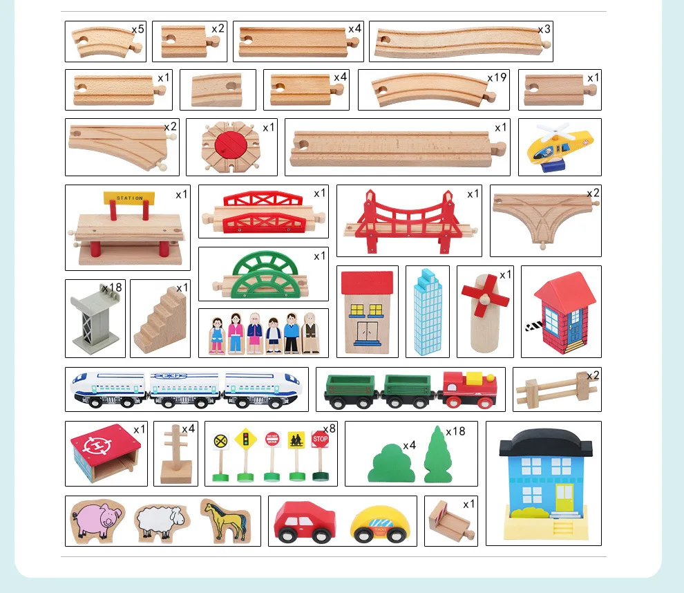 Новинка 130 шт увеличивающий Монтессори деревянный трек поезд детский симулятор большой стерео мультяшный деревянный паркинг набор игрушек переулок