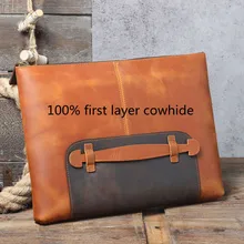 Men's Briefcase 15-Inch First Layer Leather Document Bag Laptop Bag Men's Bag